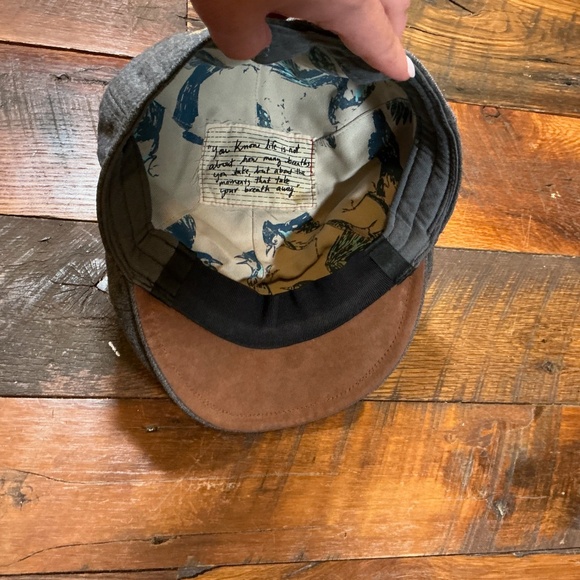 Goorin Bros Gray Wool Blend Newsboy Cap Brown Suede Brim Size Large - Picture 4 of 4